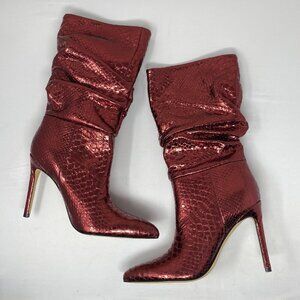 Marc Fisher Romy Snake Dark Red Boots 8 New $269